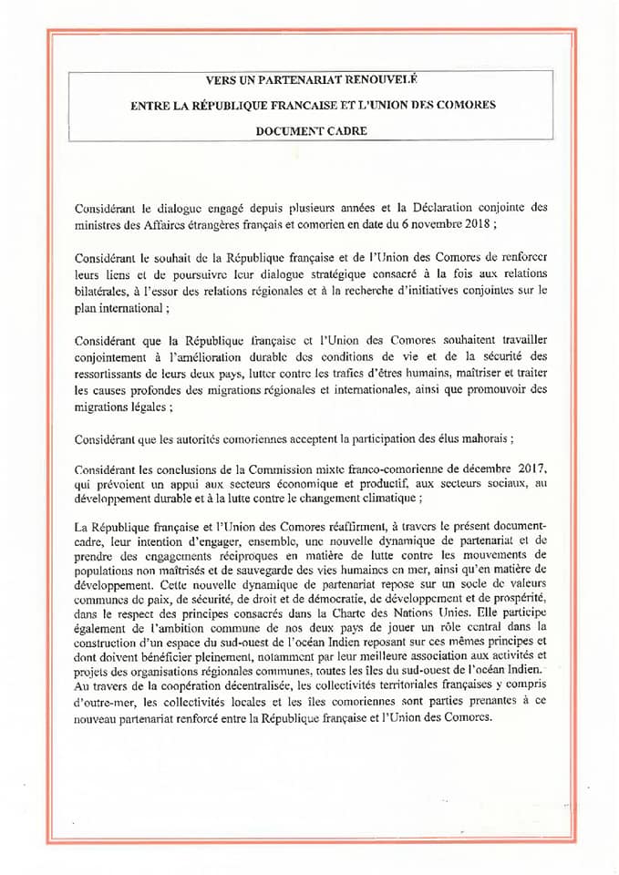22 juillet 2019. Visite officielle en France d’Azali Assoumani et signature d’un accord de cooperation