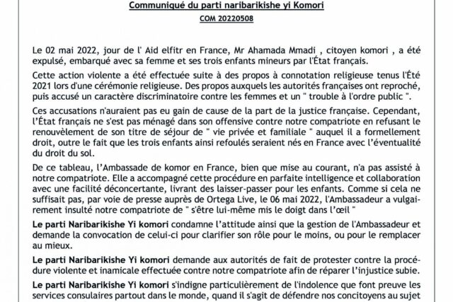 Communiqué Naribarikishe