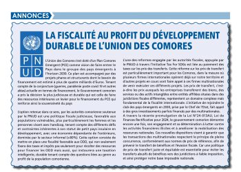 La fiscalité au profit du développement durable de l’Union des Comores